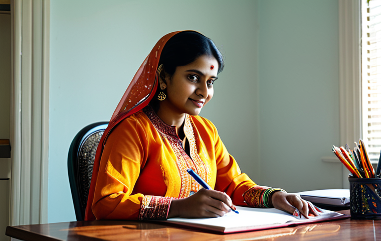 **
A professional Bangladeshi woman in a modest, brightly colored salwar kameez, sitting at a traditional writing desk in a sunlit home office, fully clothed, appropriate attire, safe for work, perfect anatomy, natural proportions, professional portrait, family-friendly, high quality.
**