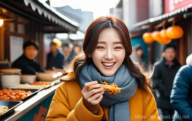 대구 납작만두와 매운 떡볶이 궁합 - A close-up, mouth-watering shot of a serving of Tteokbokki and Nappjak Mandu in a rustic-style bowl ...