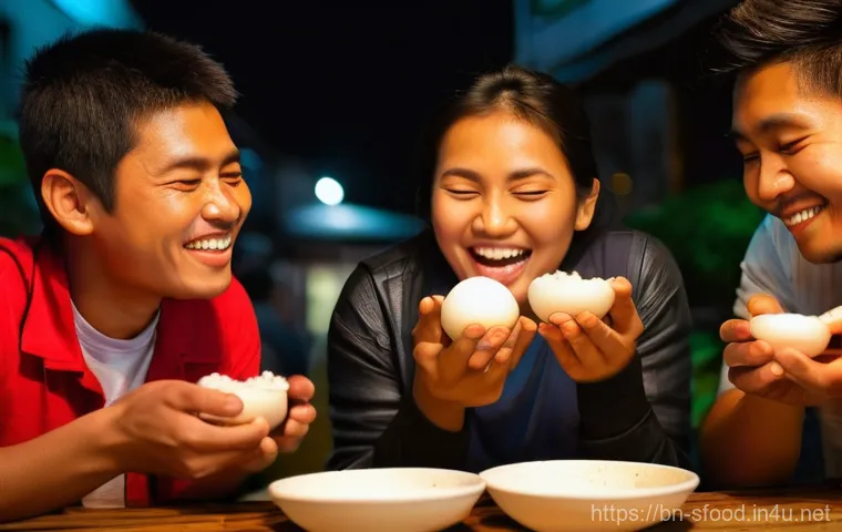 필리핀 발롯 먹는 방법 - **Prompt 1: The Curious Shopper at a Filipino Balut Stall**
    "A bustling, vibrant local Filipino ...