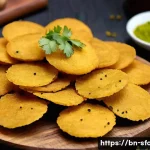 Home 14 방글라데시 푸찰카 만드는 법 - A close-up, high-resolution image of freshly made Puchalka snacks arranged neatly on a rustic wooden...