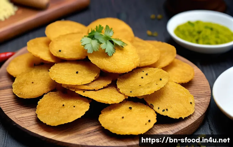 방글라데시 푸찰카 만드는 법 - A close-up, high-resolution image of freshly made Puchalka snacks arranged neatly on a rustic wooden...